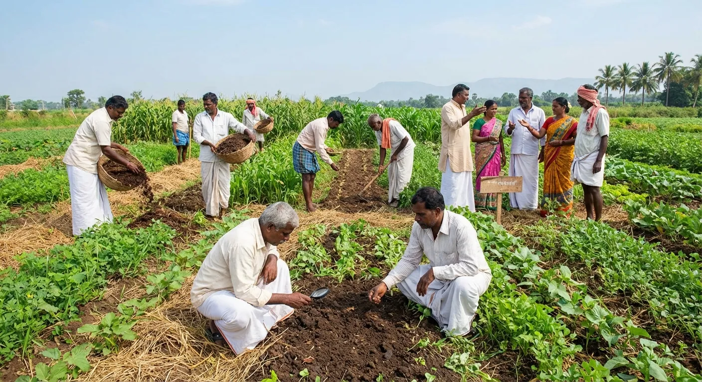 Indian farmers implementing regenerative agriculture practices to increase crop yield