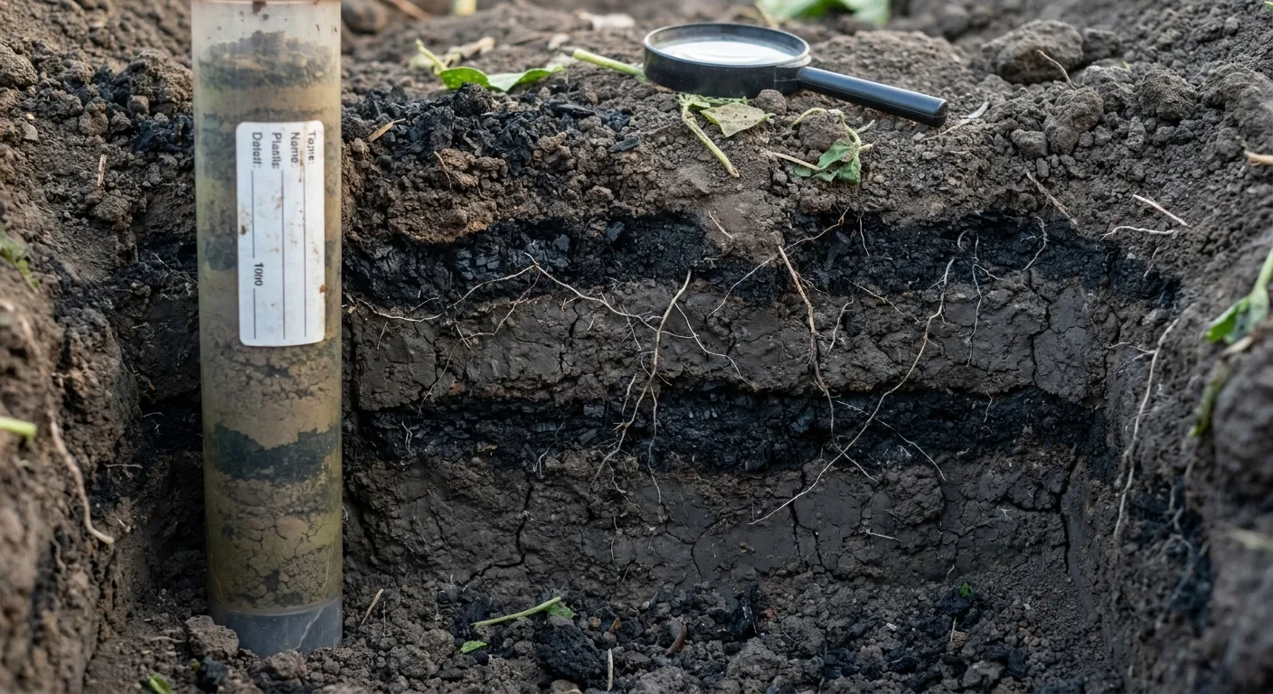 biochar benefits for soil carbon shown in Vertisol soil profile cross-section with cotton roots