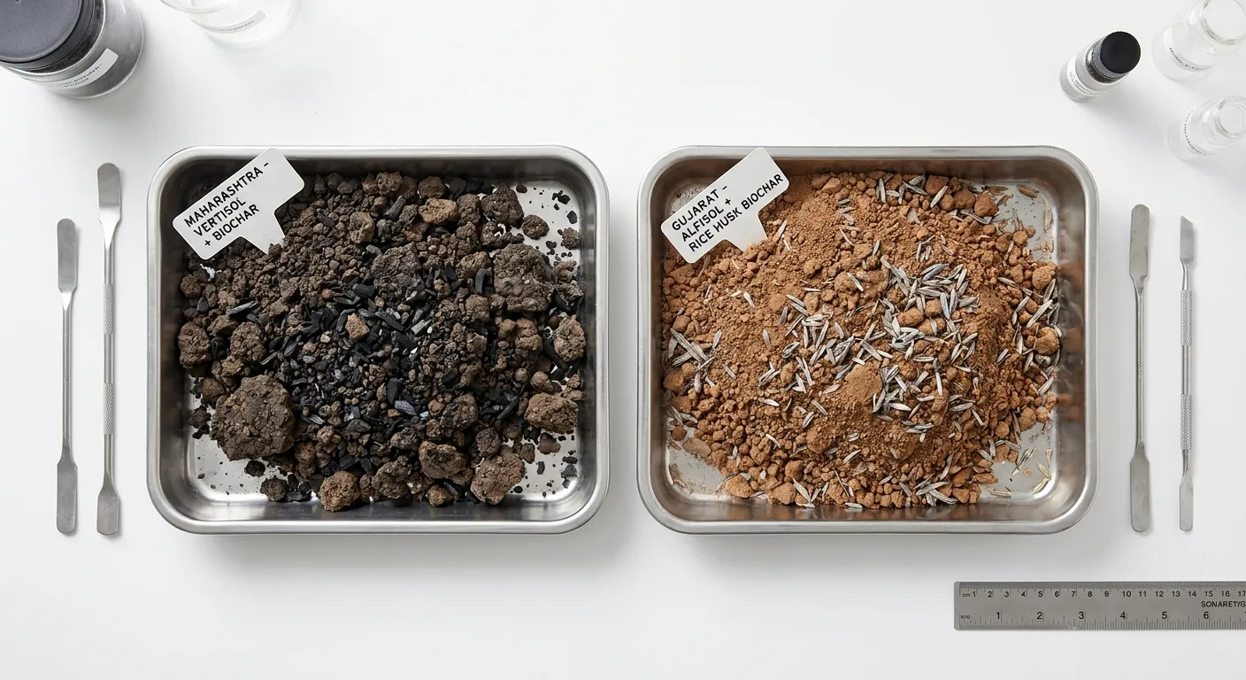 biochar benefits for soil carbon comparison between Vertisol and Alfisol soil samples from India