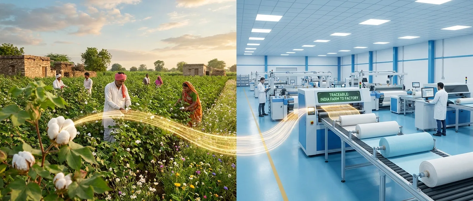 supply chain transparency from regenerative cotton farm to textile factory in India