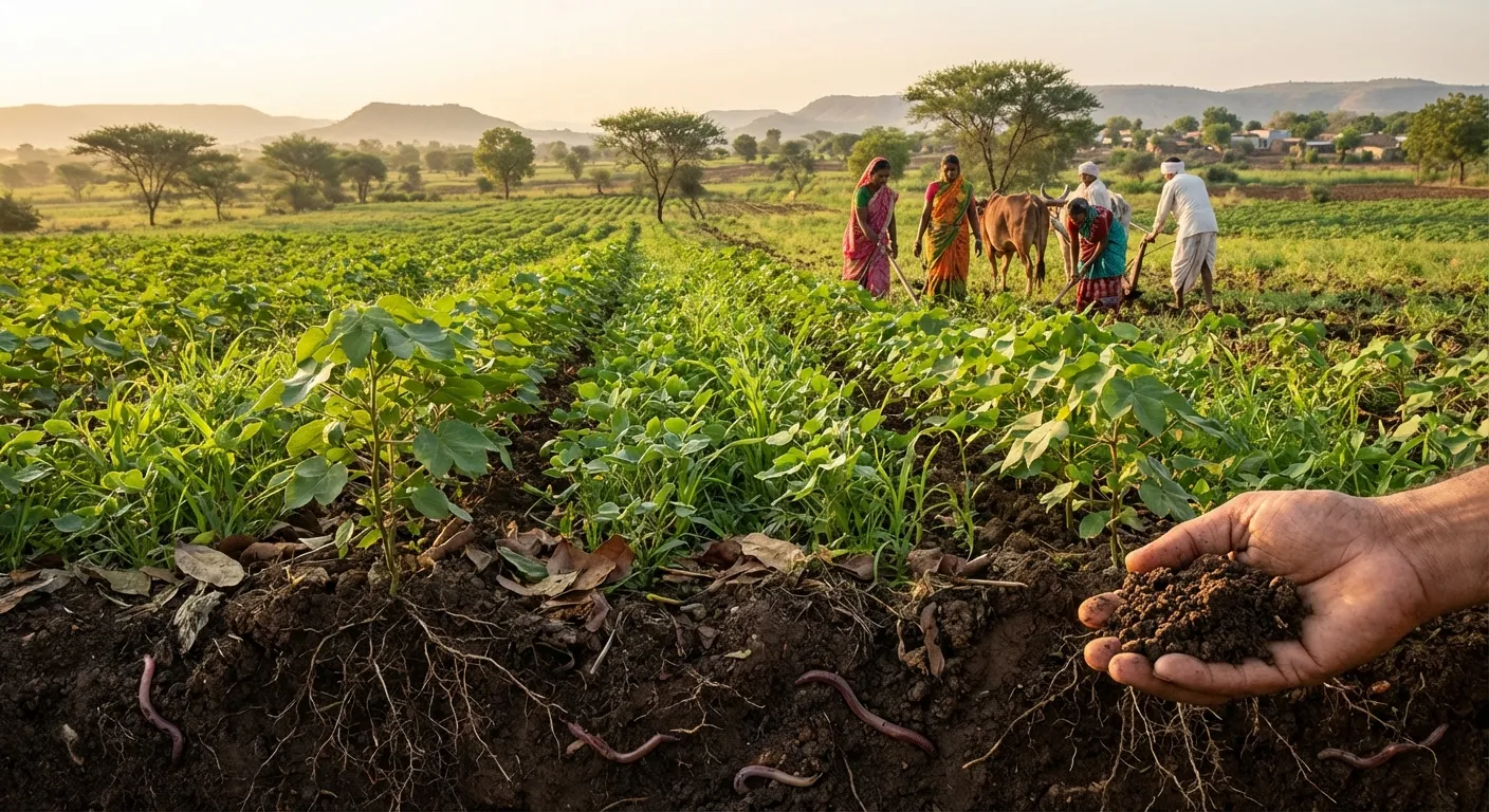 regenerative agriculture practices showing healthy soil and carbon sequestration
