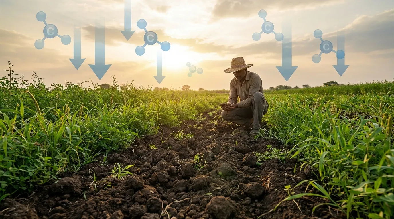 Regenerative agriculture landscape showing carbon credits and healthy soil sequestration