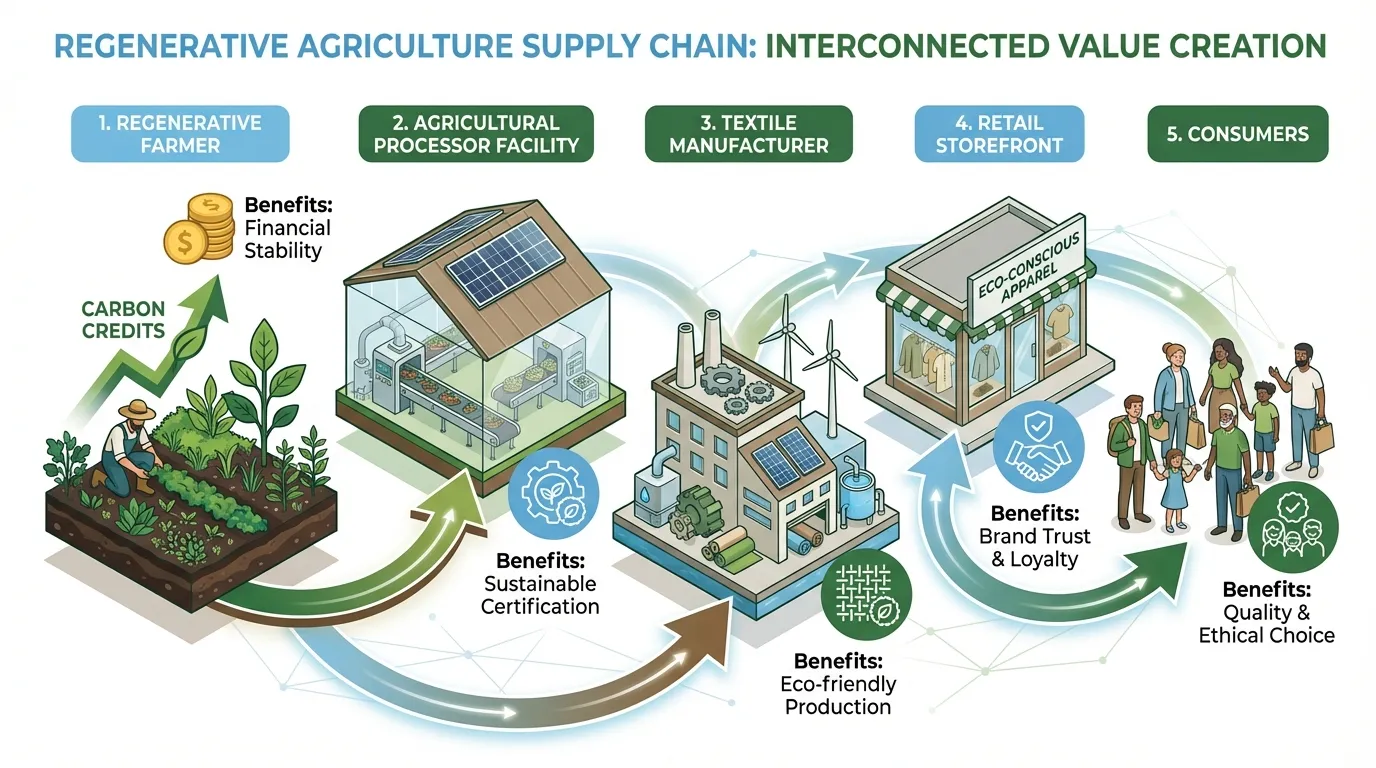 Supply chain benefits of carbon credits from farmers to manufacturers to retailers