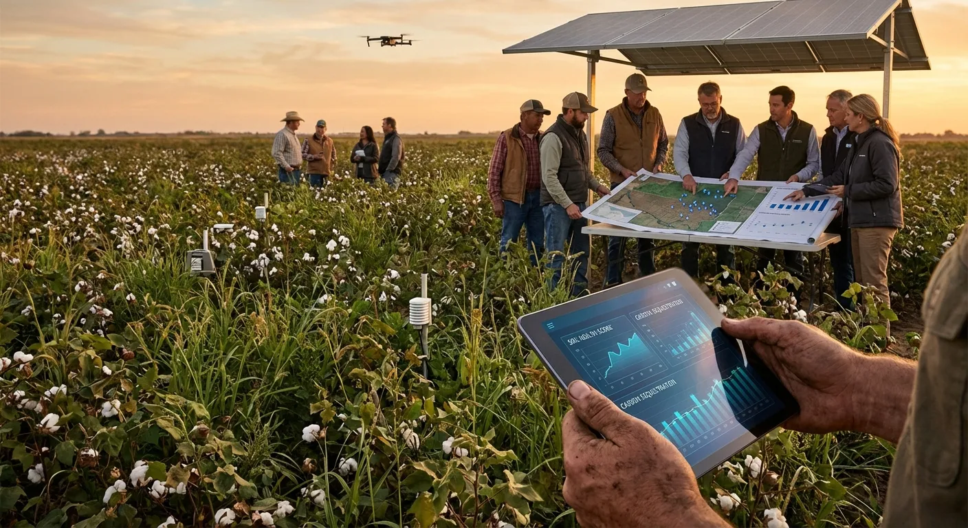 Future of carbon credits showing technology integration and collaborative innovation in regenerative agriculture