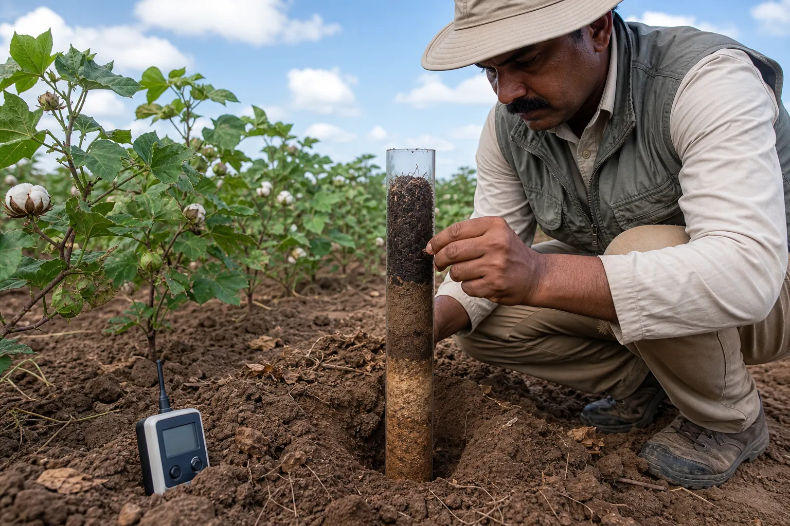 soil carbon measurement technology for carbon insetting protocol comparison in Indian cotton fields