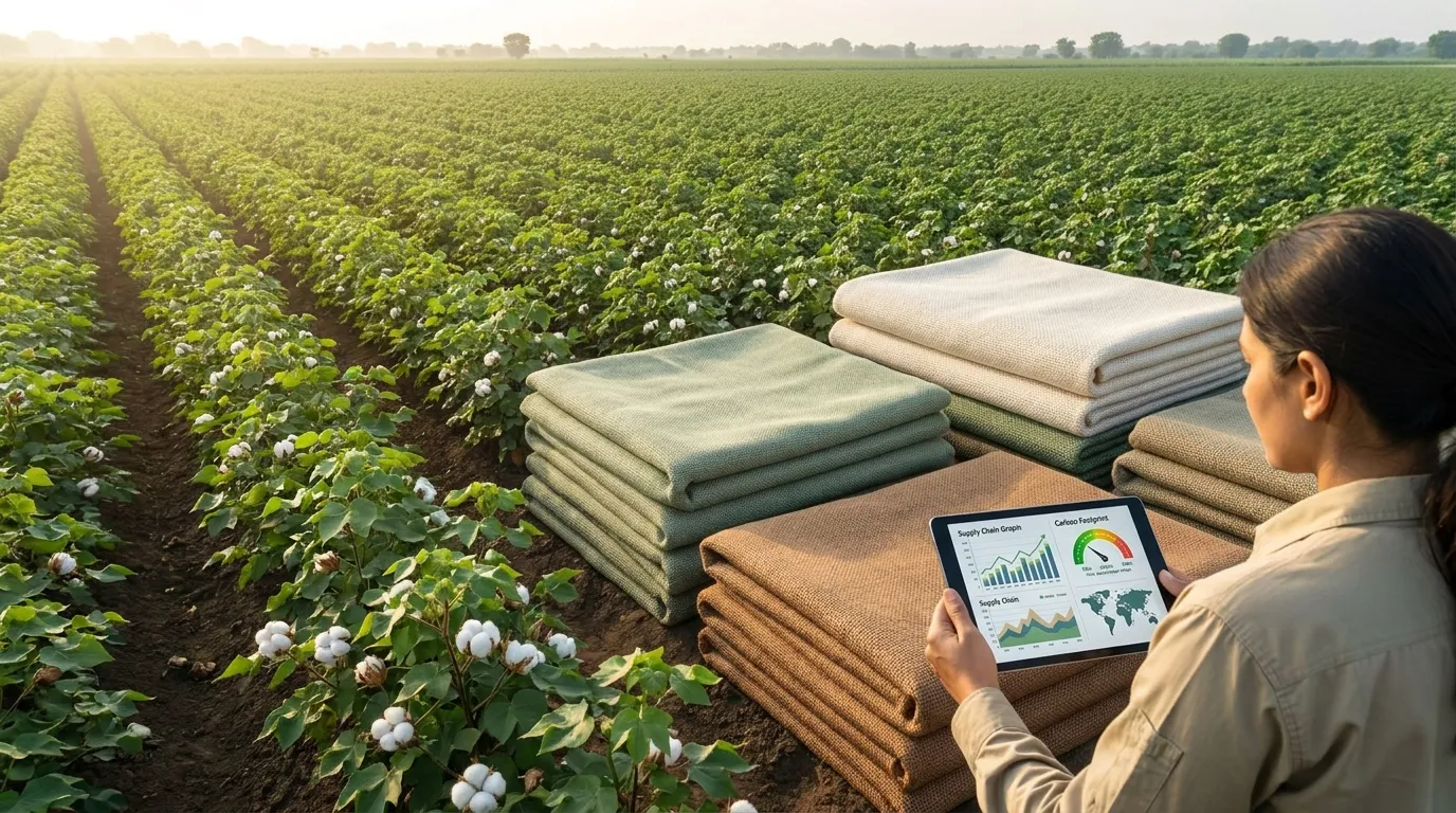 fashion brand net zero roadmap showing sustainable cotton supply chain from farm to fabric