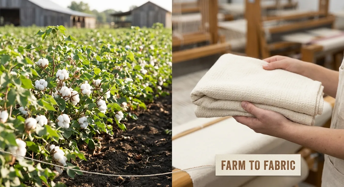 Regenerative cotton field showing sustainable farming practices for textile industry supply chain