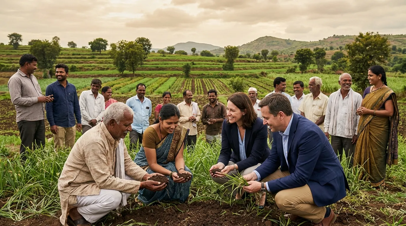 stakeholder engagement in regenerative agriculture with diverse farmers and business professionals collaborating