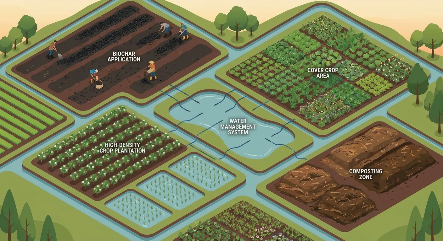 Multiple regenerative agriculture practices enhancing soil fertility on sustainable farm