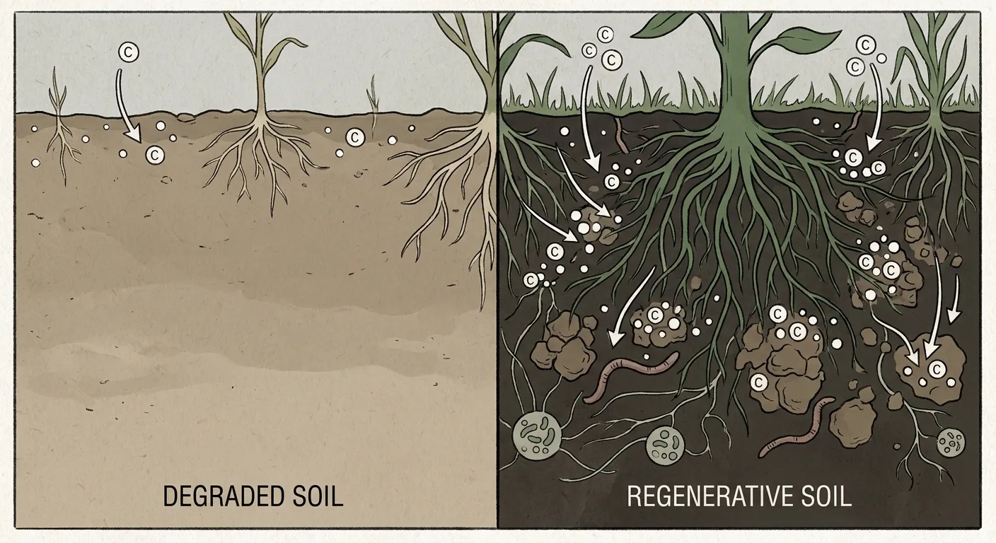 Carbon sequestration process in soil fertility restoration through regenerative agriculture